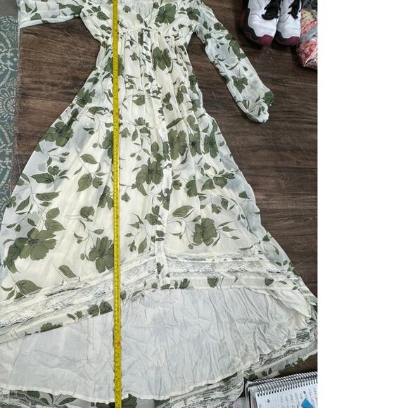 LULUS,Maxi, Sheer, Tiered Layers Prairie Dress,Split Sleeve, Size S, Flowing, - Picture 8 of 15